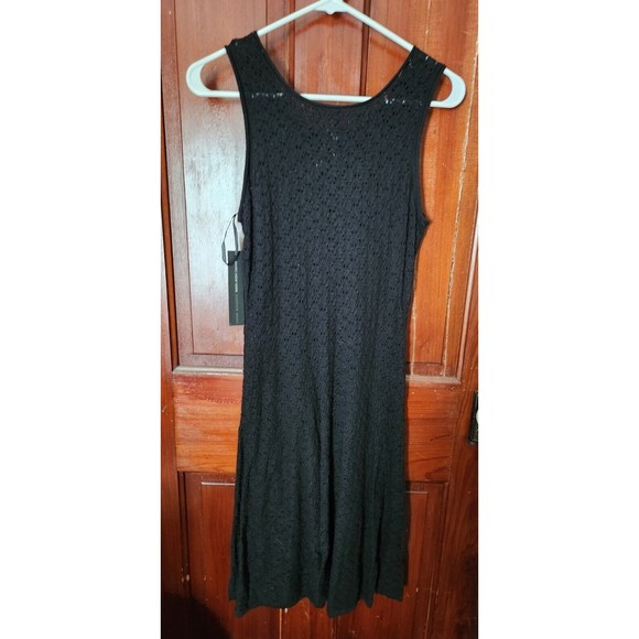 Andrew Marc Knit Tank Dress Black Size Small Summer Open Weave Knee Length - Picture 5 of 5